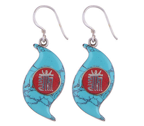 925 Sterling Silver Turquoise Coral Earrings - R1500476-30