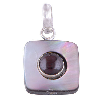 Garnet, Shell 925 Sterling Silver Pendant - R100978-24