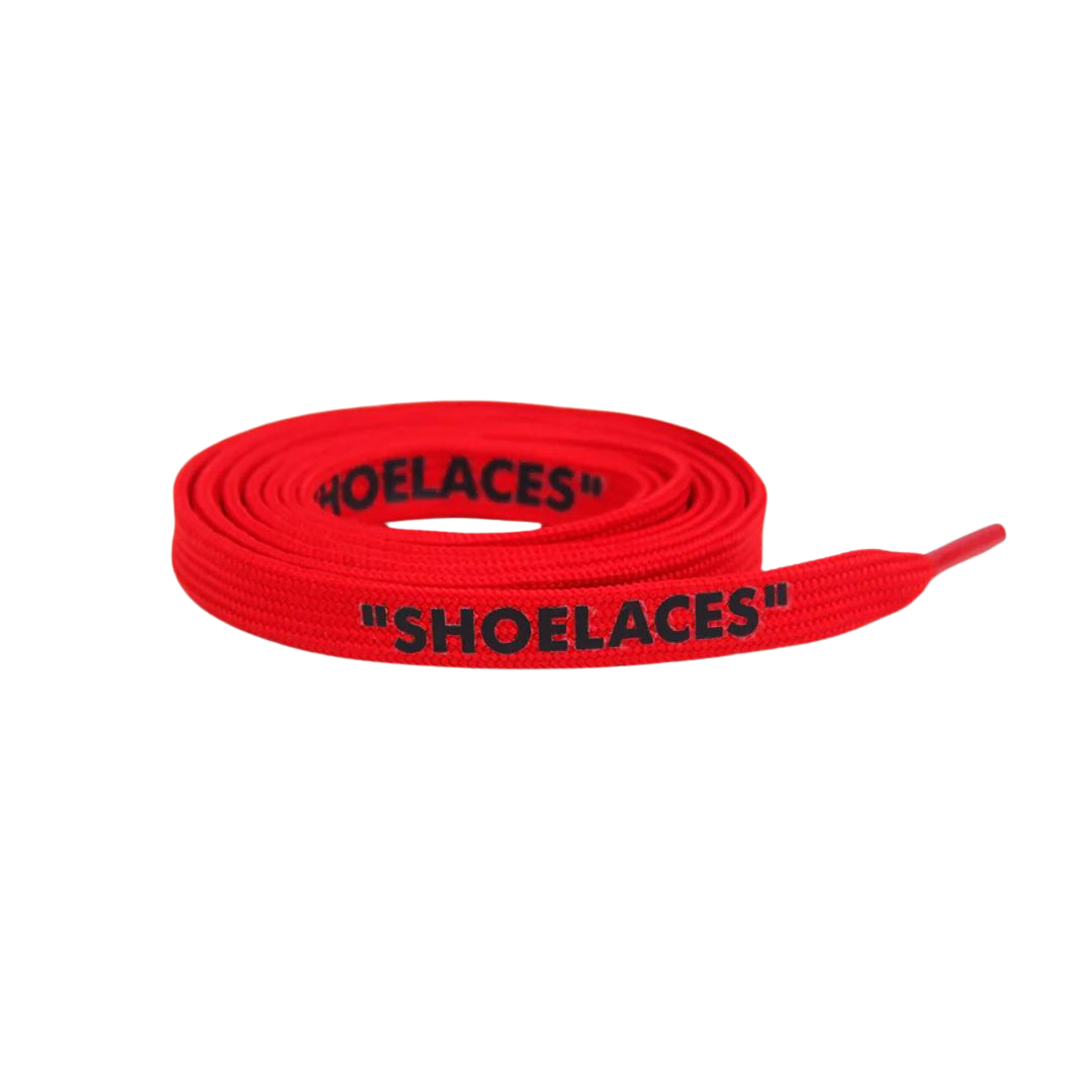 Red Off-White Style “SHOELACES” for Sneakers – Premium Flat Laces by KNOTTY by KNOTTY