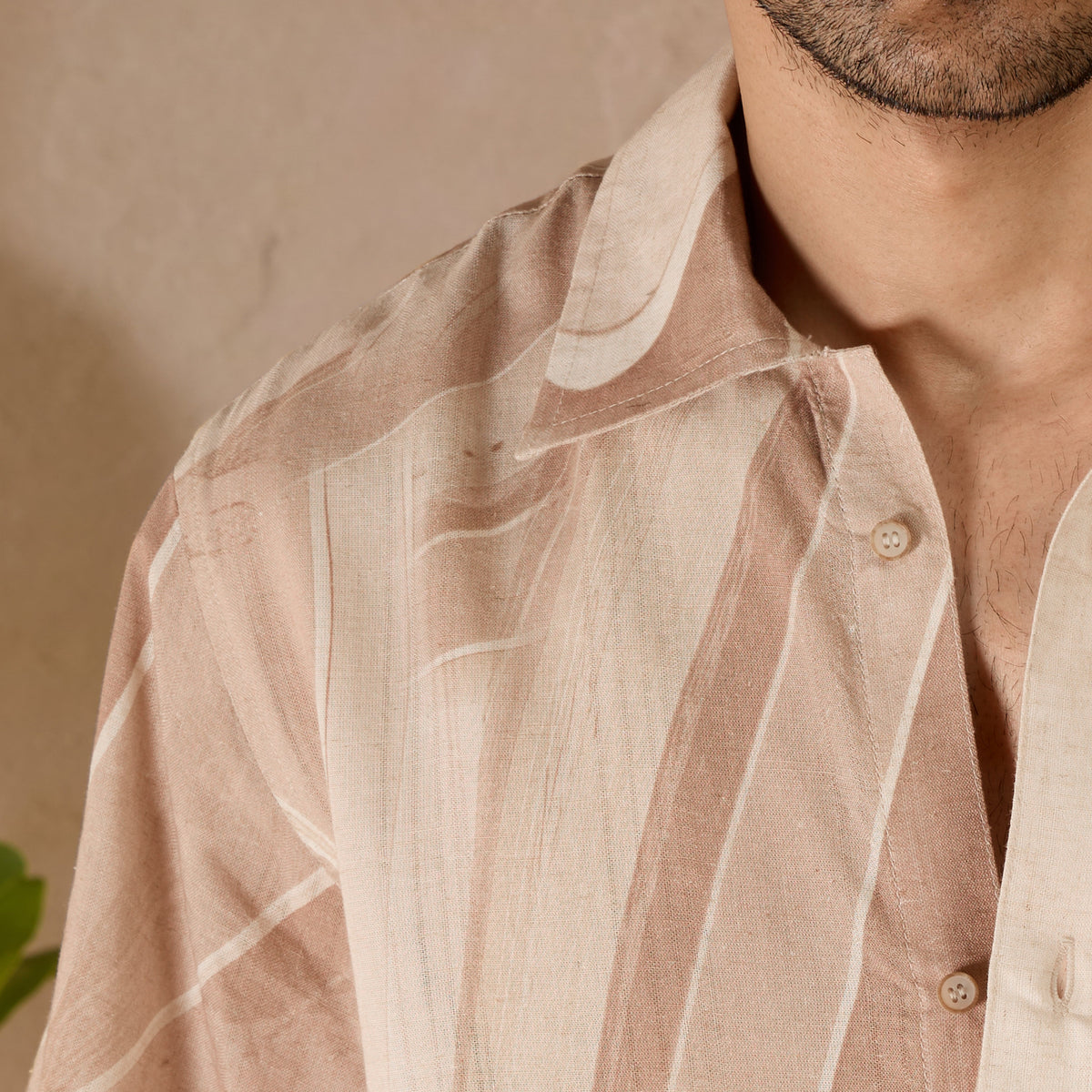 MARBLE PRINT LINEN SHIRT - DUSTY PINK by Warping Theories