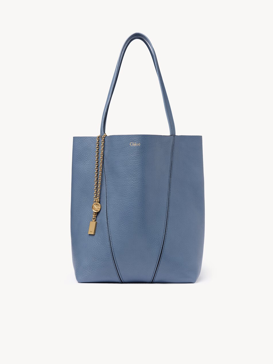 CHLOE Spin tote bag in grained leather Ashes Blue by CHLOE