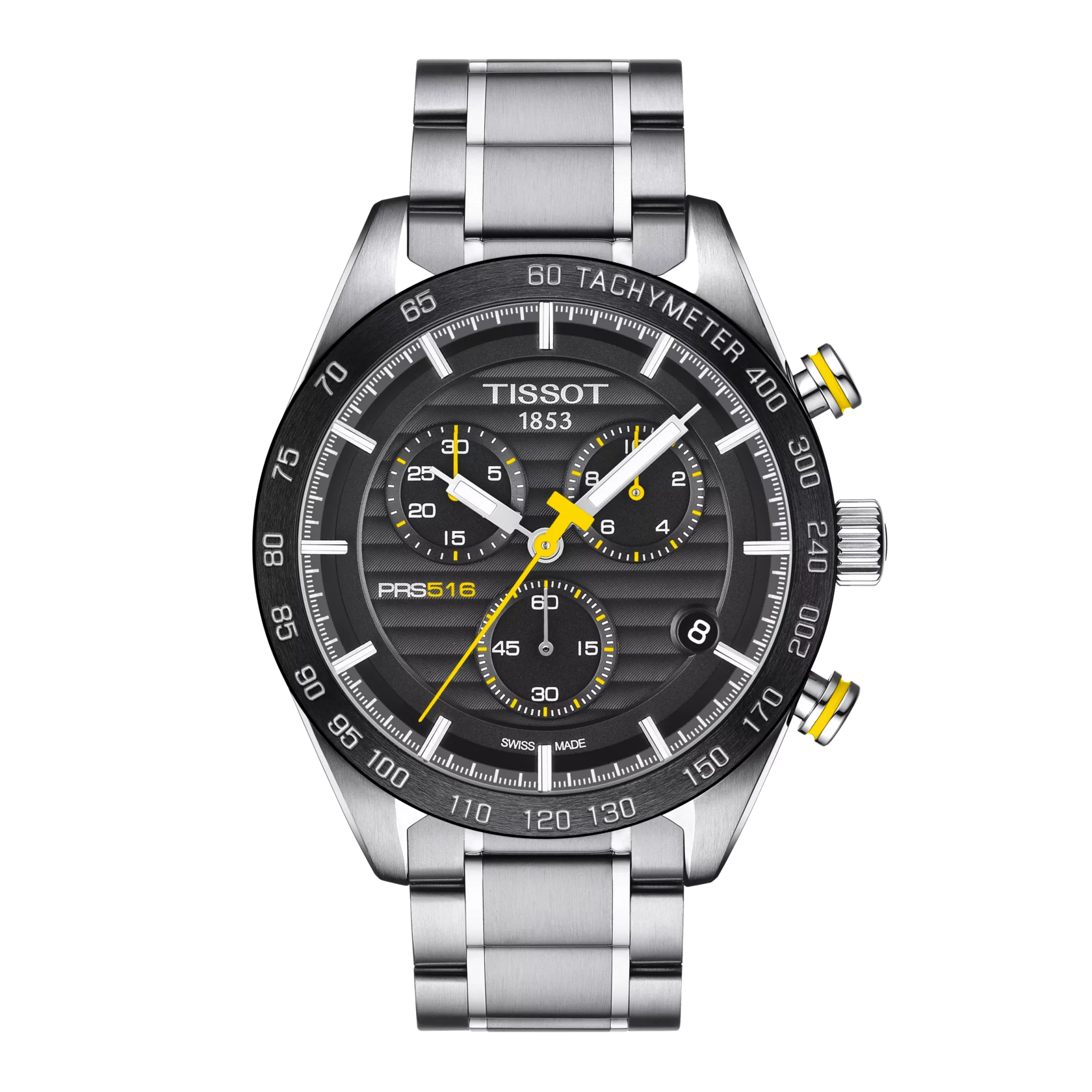 Tissot PRS 516 Chronograph 42mm T100.417.11.051.00 – Black Dial, Grey Leather Strap - Zeuskicks