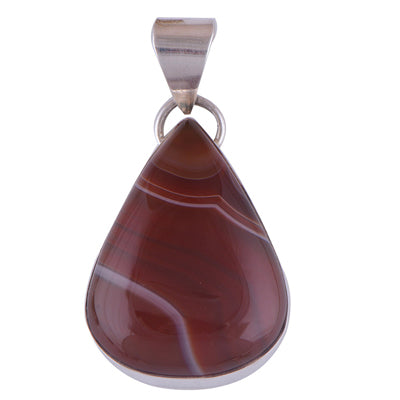 Red Lace Agate 925 Sterling Silver Pendant - R100236-40