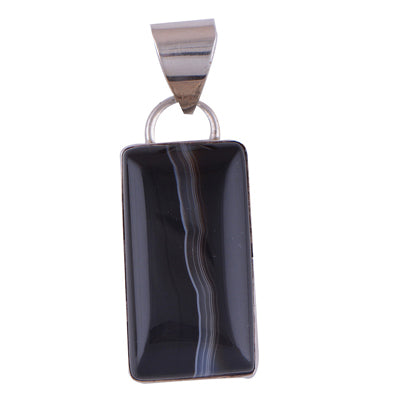 Black Striped Agate925 Sterling Silver Pendant - R100236-44