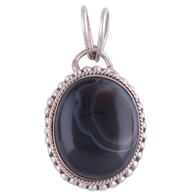 Striped Onyx 925 Sterling Silver Pendant - R100237-17