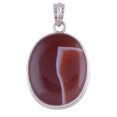 Red Lace Agate 925 Sterling Silver Pendant - R100243-23