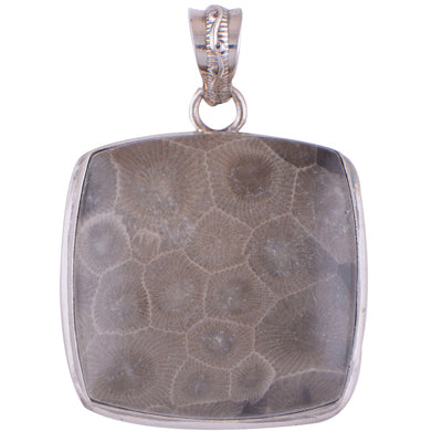 Fossil Coral 925 Sterling Silver Pendant - R100243-28