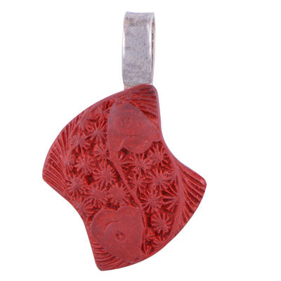 Beautiful Carved Shell Fancy Shape 925 Sterling Solid Silver Pendant - R100256-18