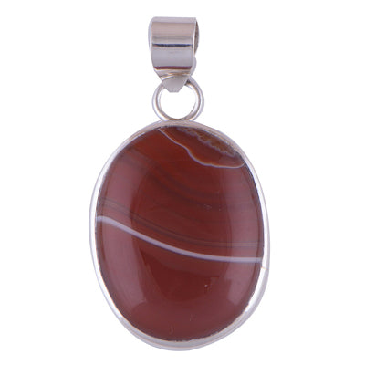 Red Lace Agate 925 Sterling Silver Pendant - R100233-2