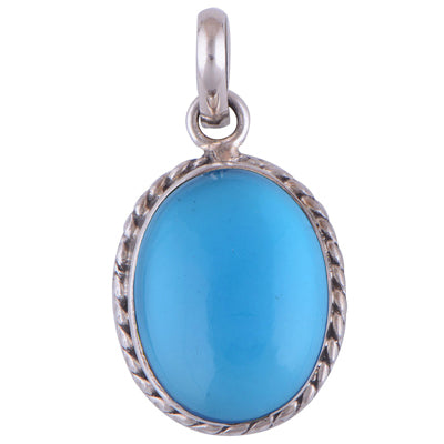 Beautifully Handcrafted Work Around Crystal Oval Shape 925 Sterling Solid Silver Pendant - R100311-8
