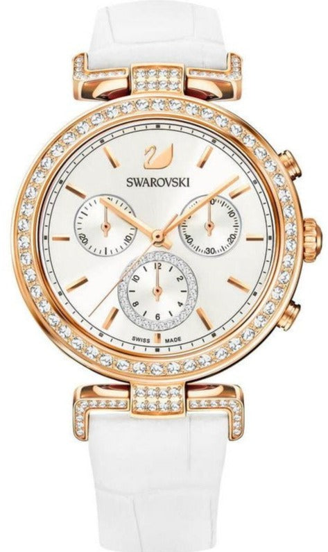Swarovski Era Journey Silver Dial White Leather Strap Watch — product photo (5295369)
