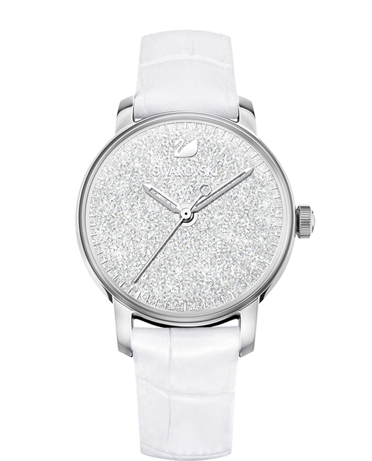 Swarovski Crystalline watch, Leather strap, White, Stainless Steel — product photo (5295383)