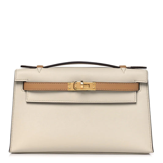 Hermès Horseshoe Kelly Pochette – Nata / Biscuit with Gold Hardware