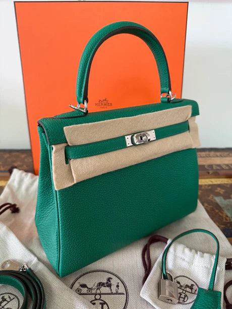 Hermès Kelly 25 – Togo Leather in Vert Vertigo with Palladium Hardware