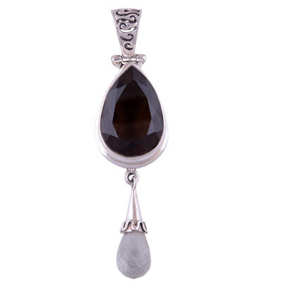 Smoky Topaz, Green Amethyst 925 Sterling Silver Pendant - R300296-5