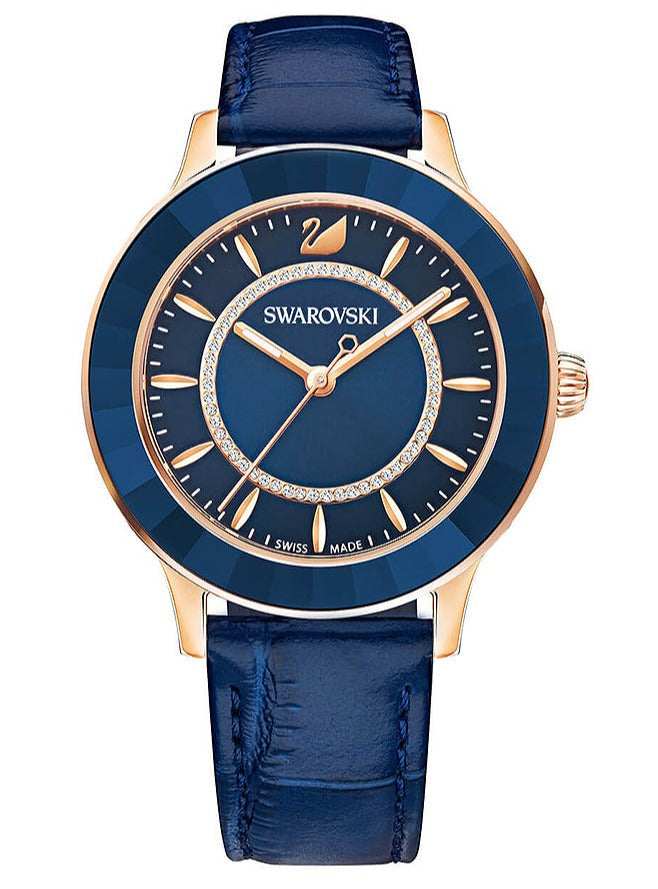 Swarovski Octea lux watch, Leather strap, Blue — product photo (5414413)