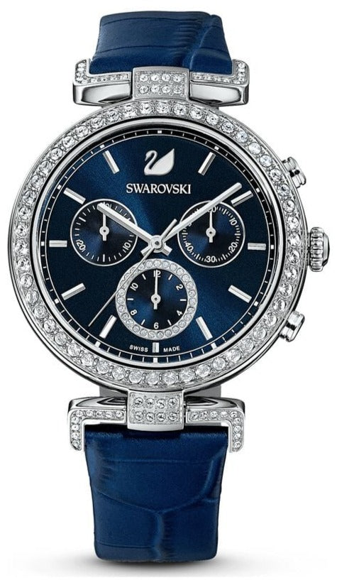Swarovski Crystal watch, Leather strap, Blue, Stainless Steel — product photo (5479239)