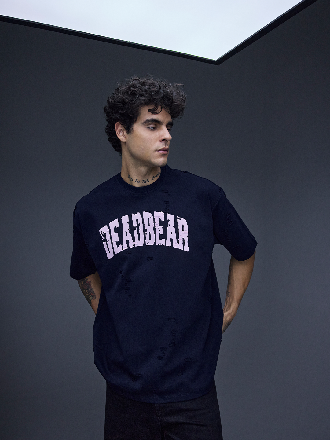 Distressed Navy Tee by DEADBEAR