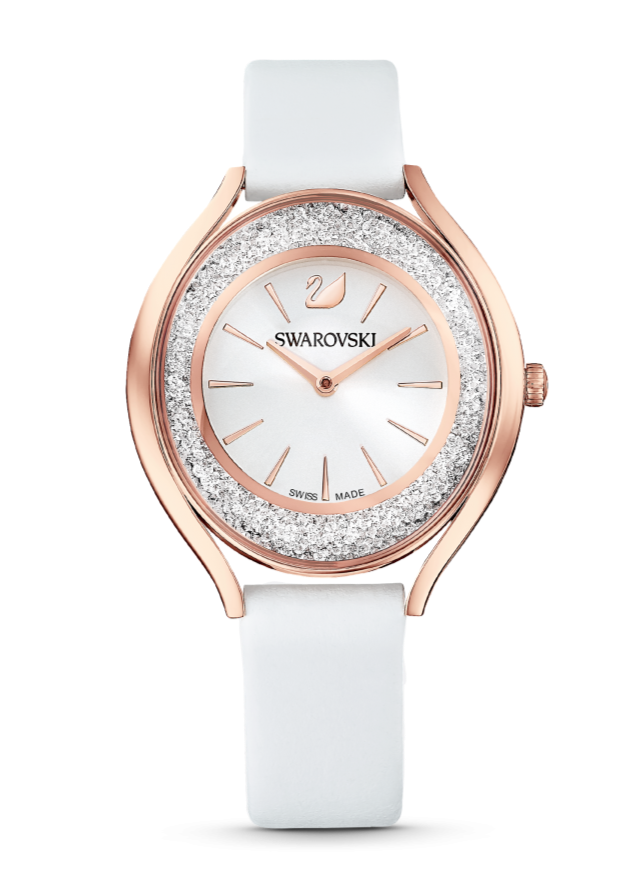 Swarovski Crystalline aura watch, Leather strap, White — product photo (5519453)