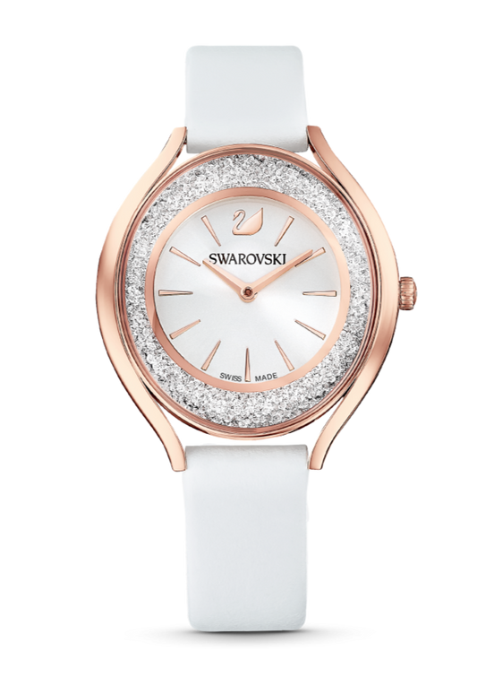 Swarovski Crystalline aura watch, Leather strap, White — product photo (5519453)
