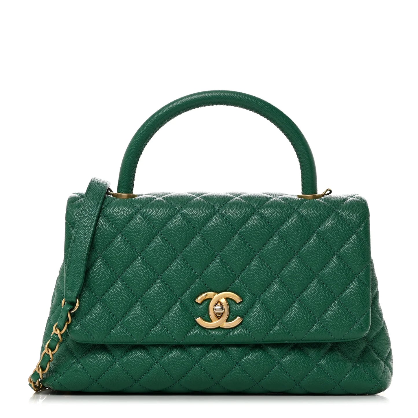 Chanel Caviar Quilted Small Coco Handle Flap – Green