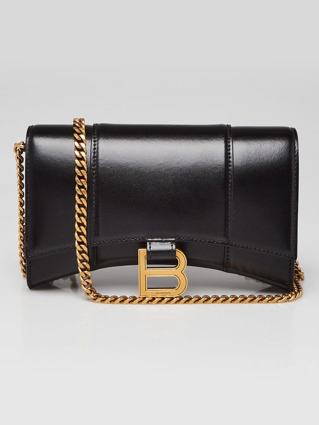 Balenciaga Soft Hourglass Wallet on Chain Bag – Black