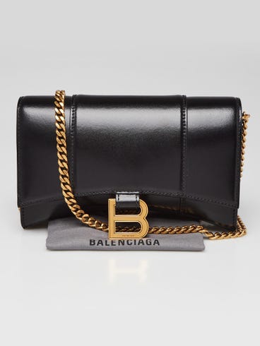 Balenciaga Soft Hourglass Wallet on Chain Bag – Black
