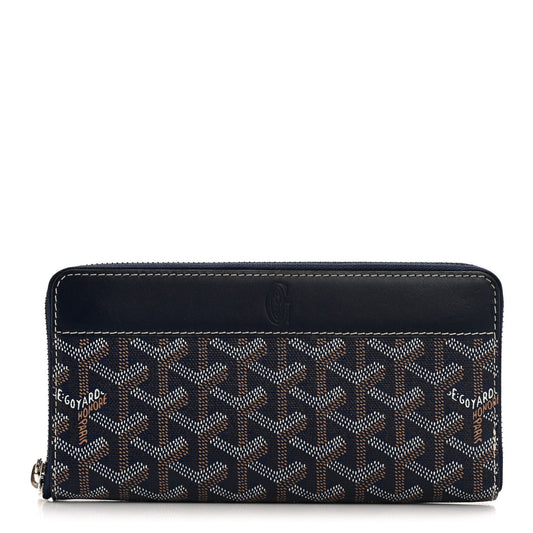 Goyard Goyardine Matignon Zip Around GM Wallet – Navy