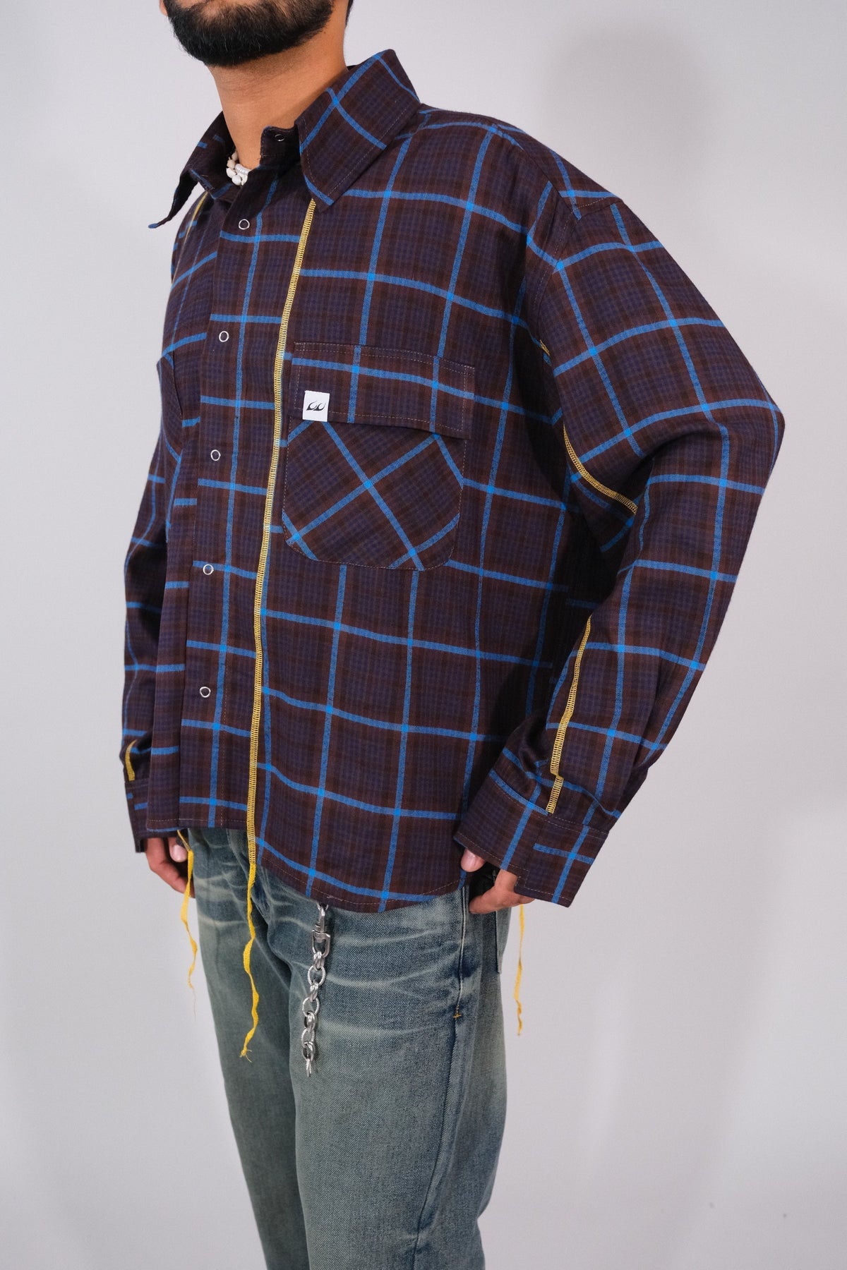 Matrix Shirt-Blue/Brown by Leave The Rest