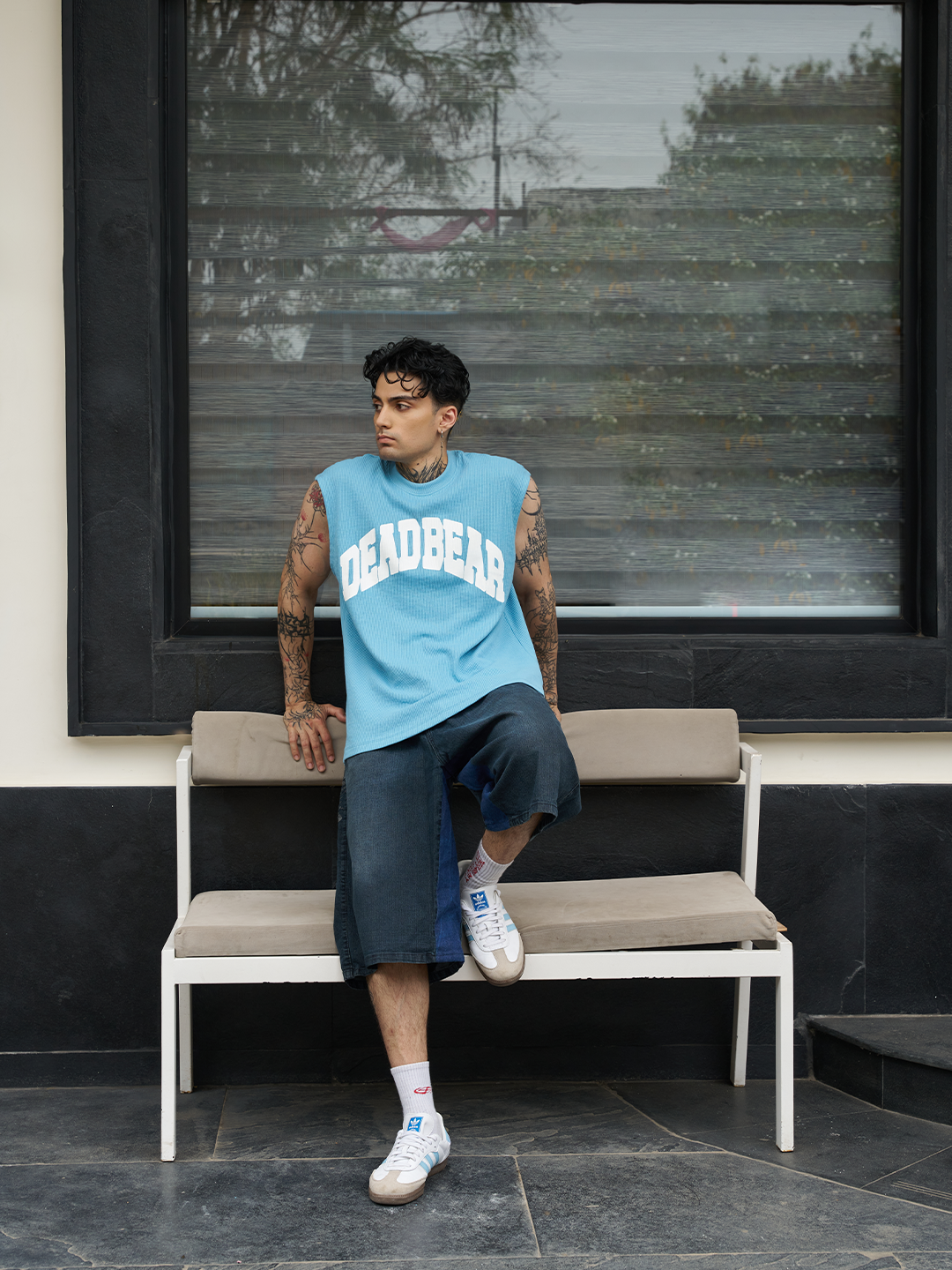 Waffle Tank Powder Blue by DEADBEAR