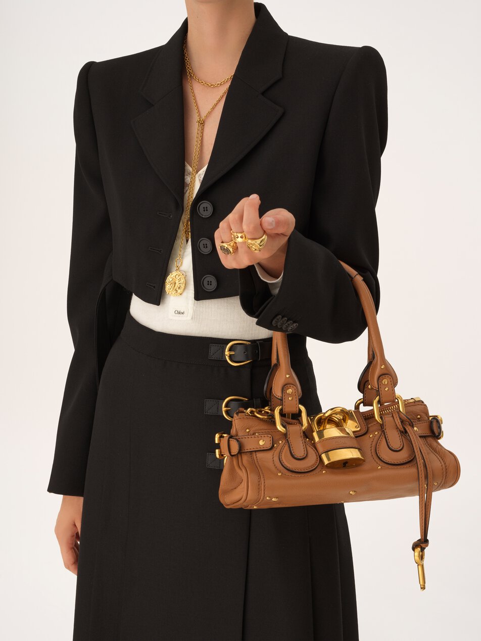CHLOE Small Paddington bag in grained leather Mustang Brown by CHLOE