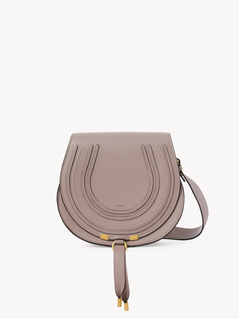 CHLOE Marcie saddle bag in grained leather Twilight Purple by CHLOE
