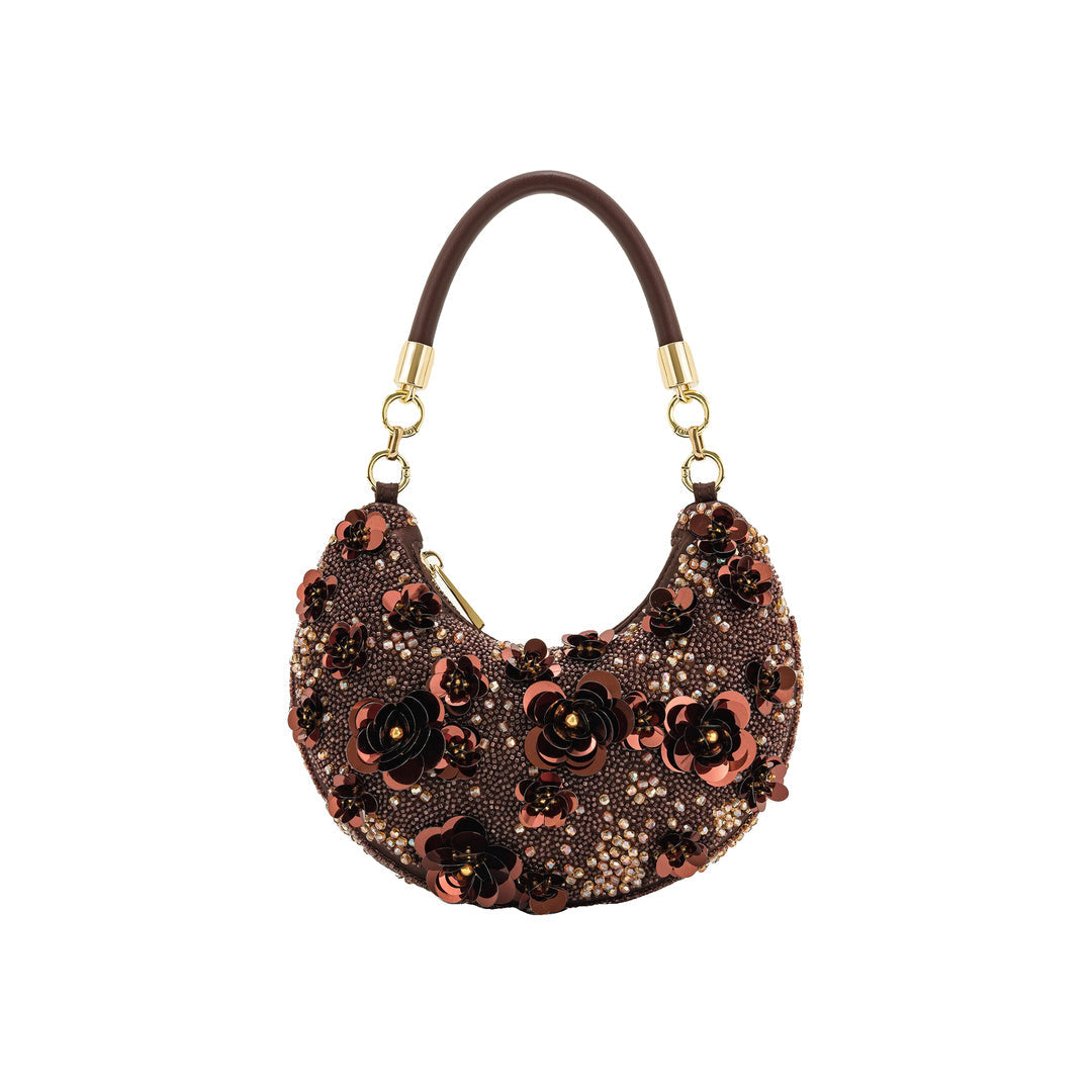 JW PEI Livia Beaded Floral Hobo Bag - Brown by JW PEI