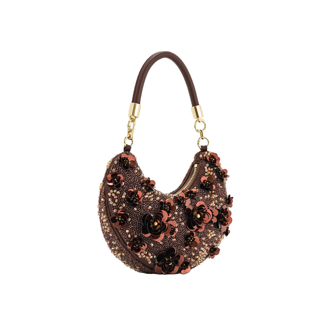 JW PEI Livia Beaded Floral Hobo Bag - Brown by JW PEI