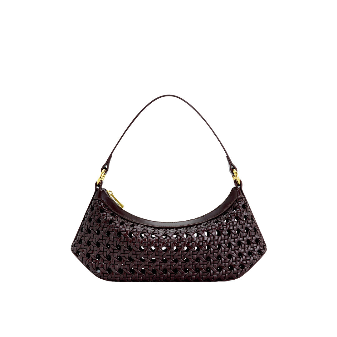 JW PEI Lily Faux Bamboo Woven Shoulder Bag - Deep Claret by JW PEI