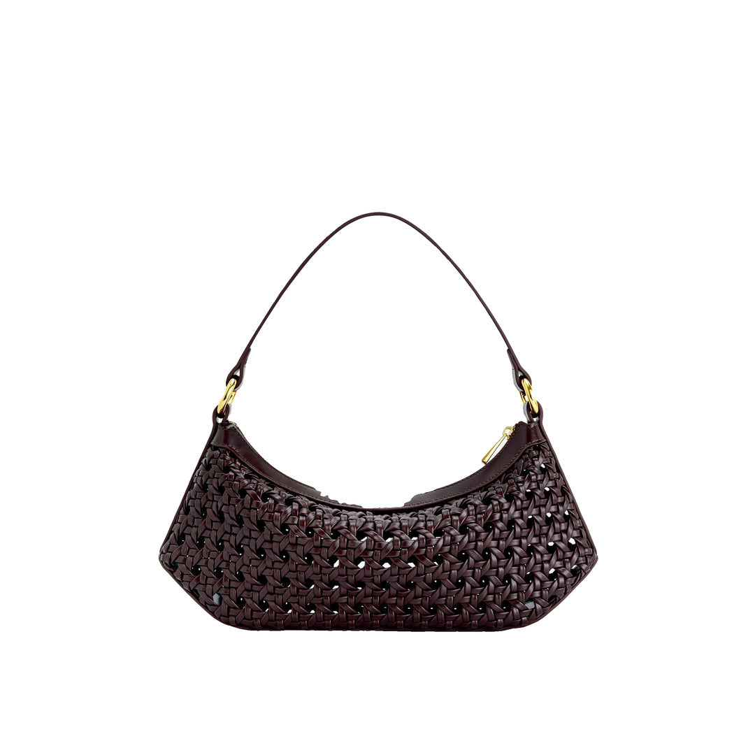 JW PEI Lily Faux Bamboo Woven Shoulder Bag - Deep Claret by JW PEI