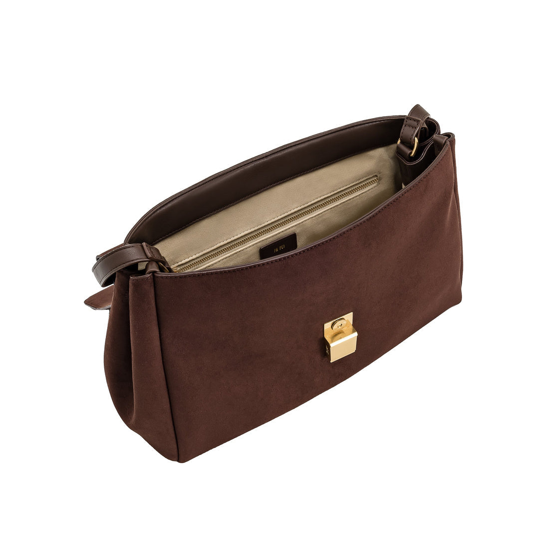 JW PEI Hilary Faux Suede Shoulder Bag - Dark Brown by JW PEI