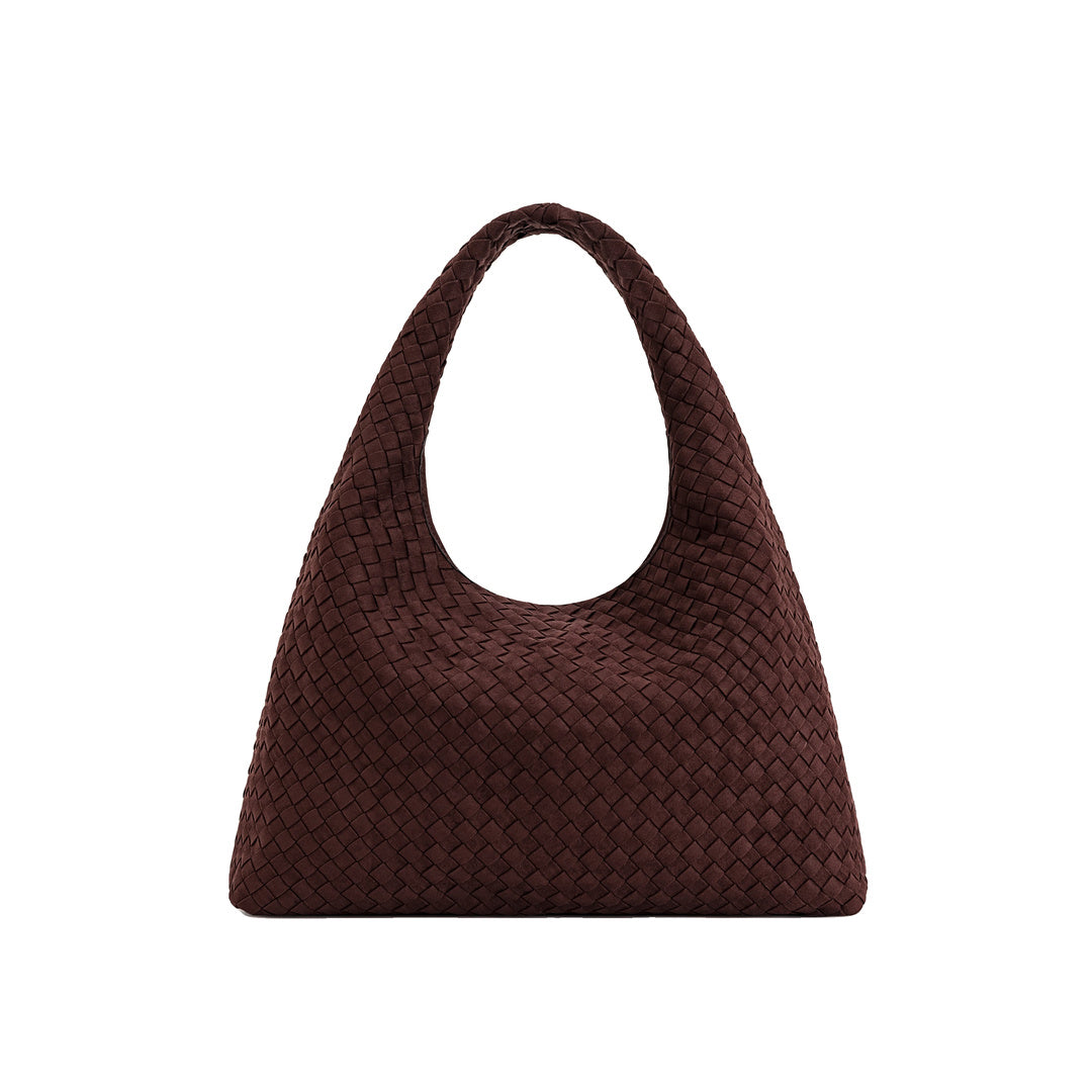JW PEI Laura Faux Suede Woven Shoulder Bag - Dark Brown by JW PEI