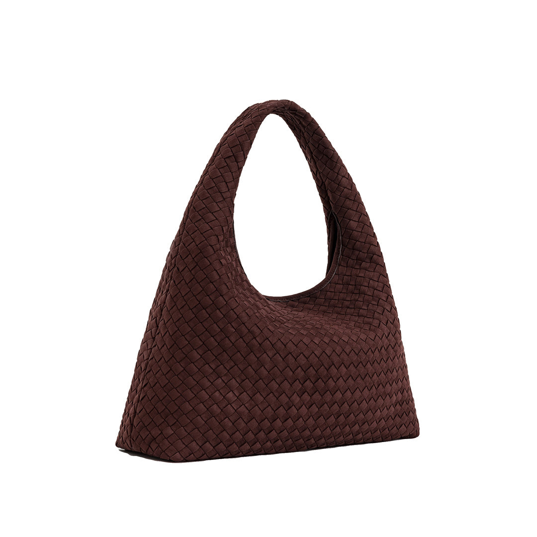 JW PEI Laura Faux Suede Woven Shoulder Bag - Dark Brown by JW PEI