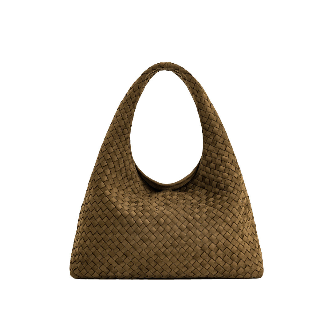JW PEI Laura Faux Suede Woven Shoulder Bag - Olive Green by JW PEI