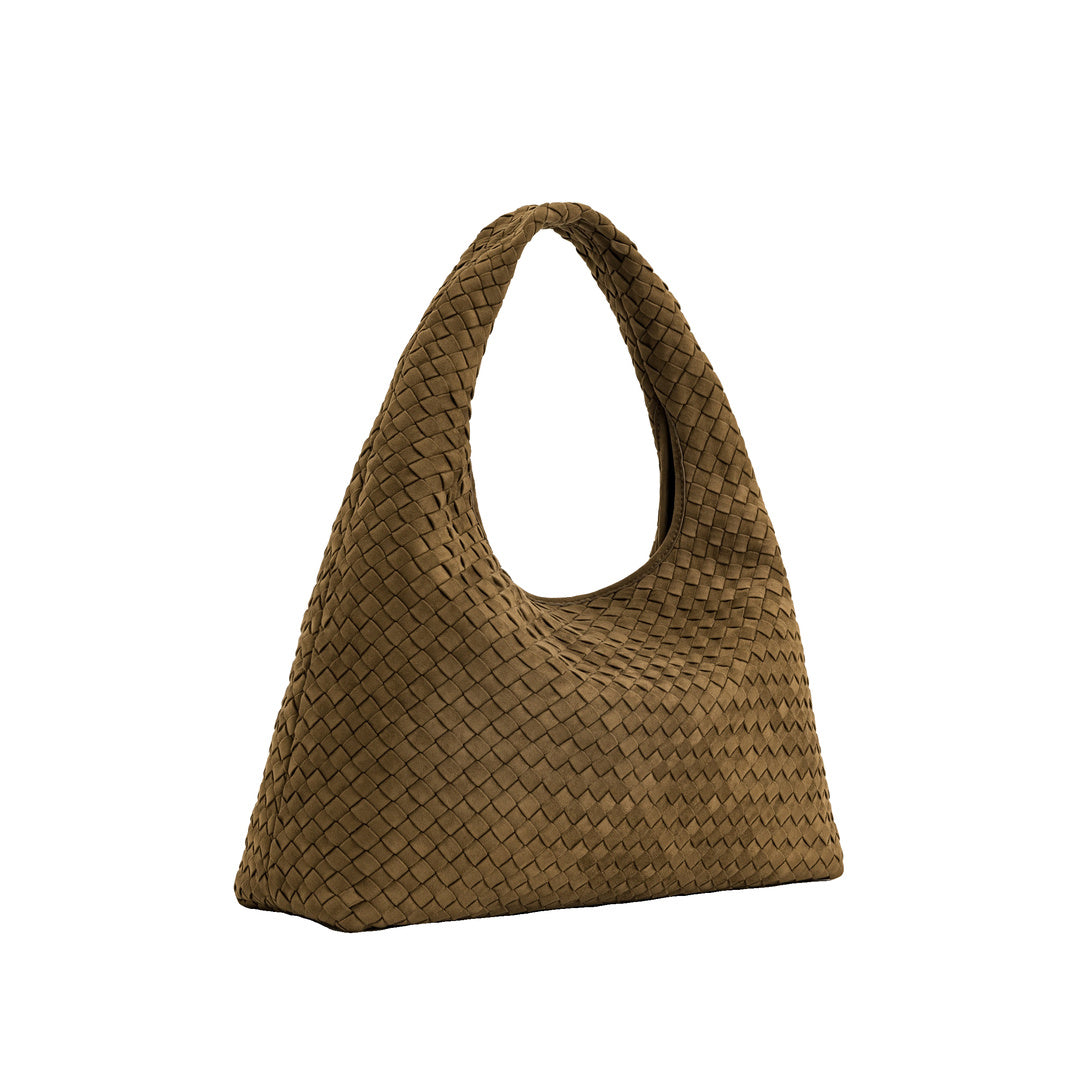 JW PEI Laura Faux Suede Woven Shoulder Bag - Olive Green by JW PEI