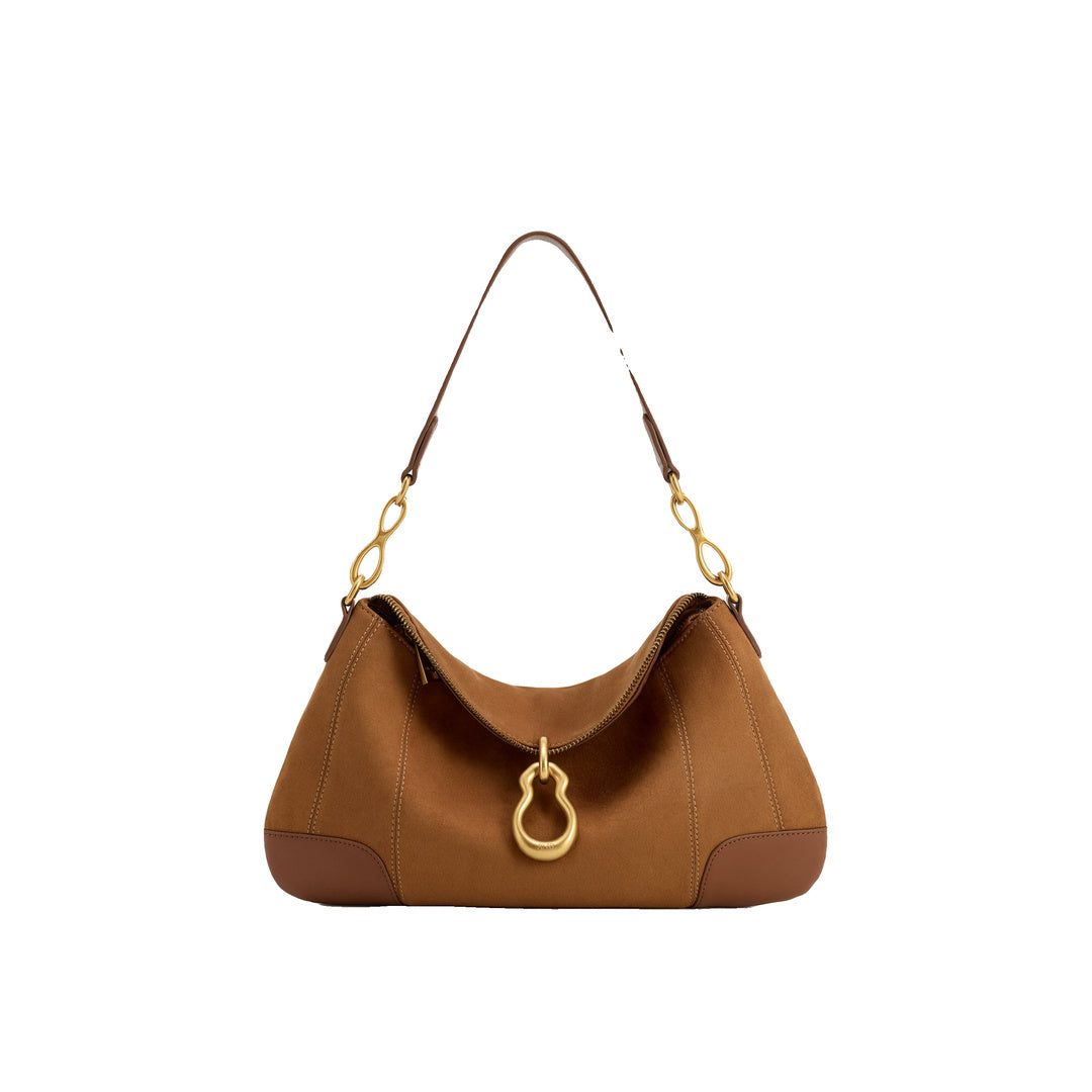 JW PEI Jayla Faux Suede Metal Pendant Embellished Shoulder Bag - Brown by JW PEI