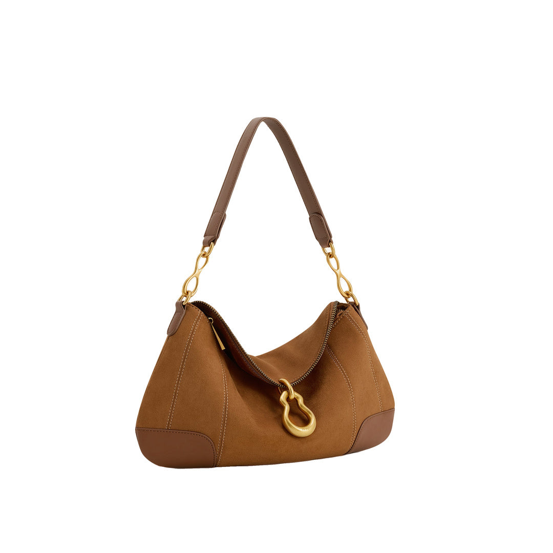 JW PEI Jayla Faux Suede Metal Pendant Embellished Shoulder Bag - Brown by JW PEI