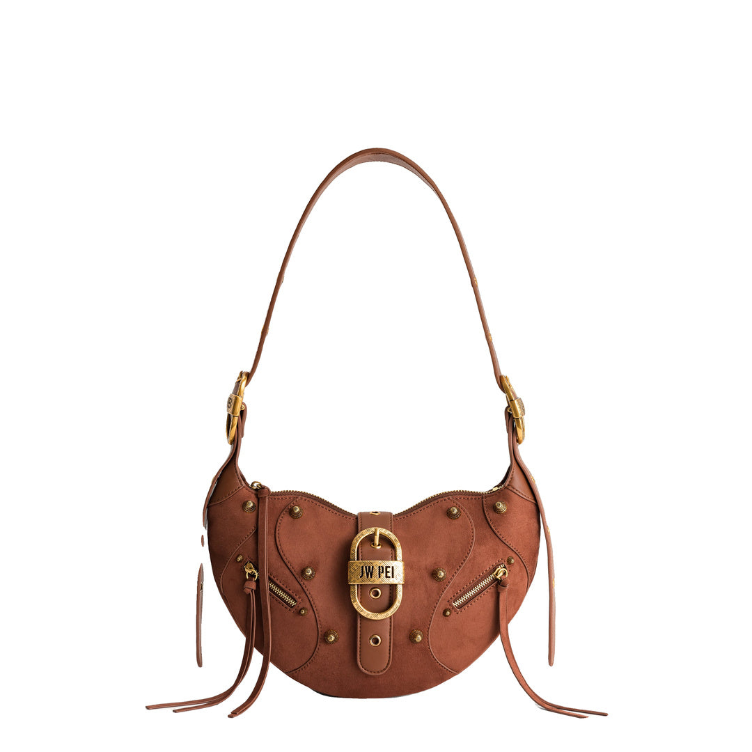JW PEI Tessa Suede Shoulder Bag - Dark Birch Brown by JW PEI