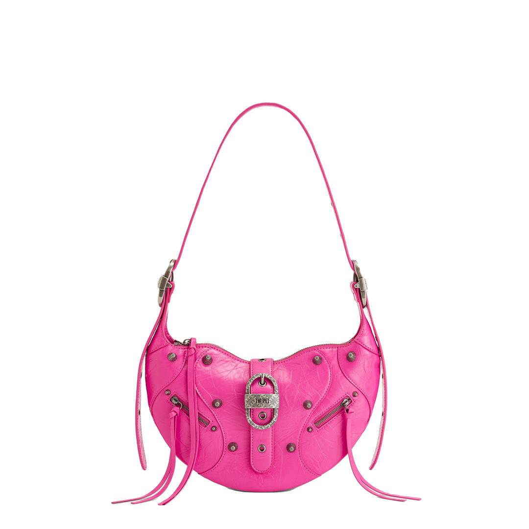 JW PEI Tessa Crushed Shoulder Bag - Bright Pink by JW PEI
