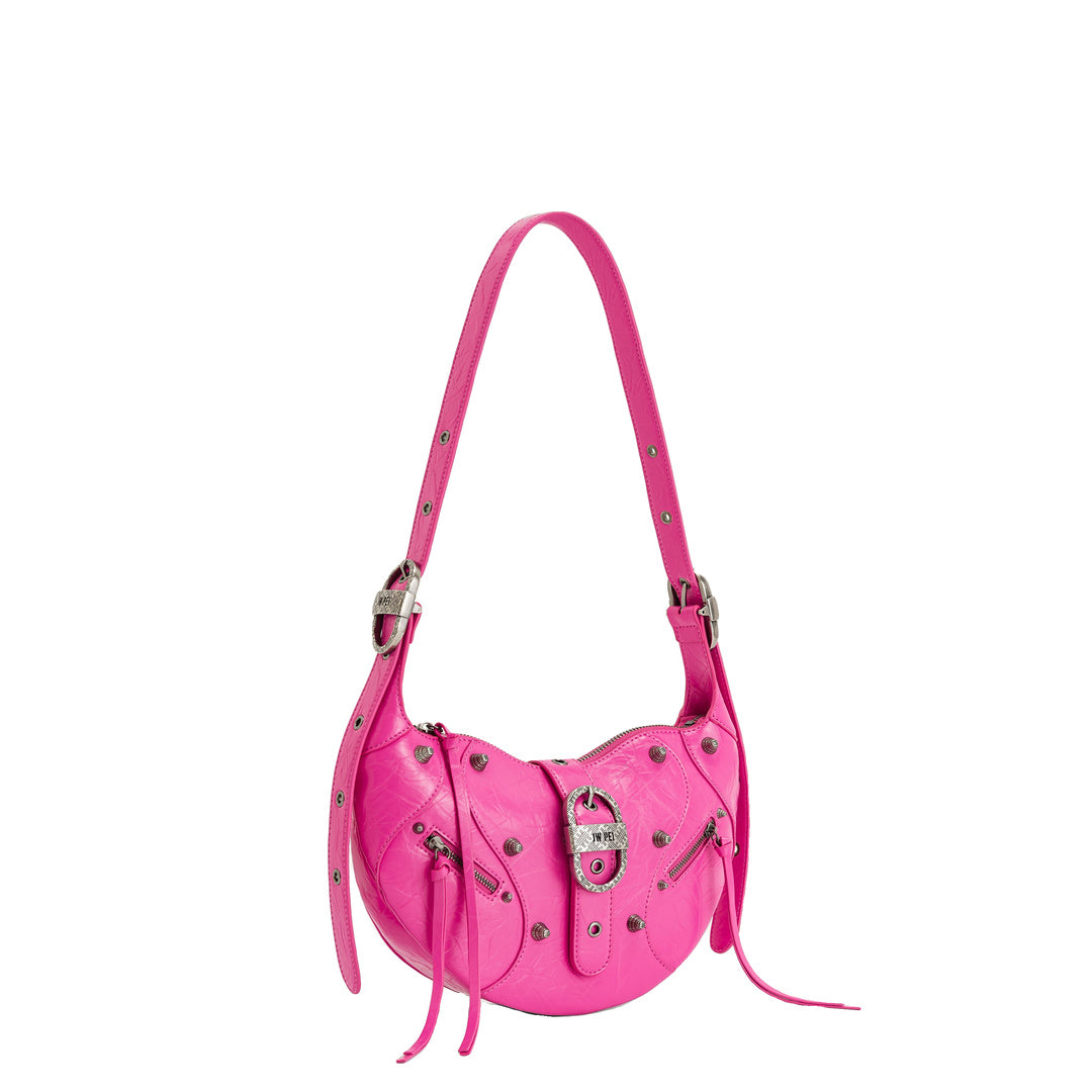 JW PEI Tessa Crushed Shoulder Bag - Bright Pink by JW PEI