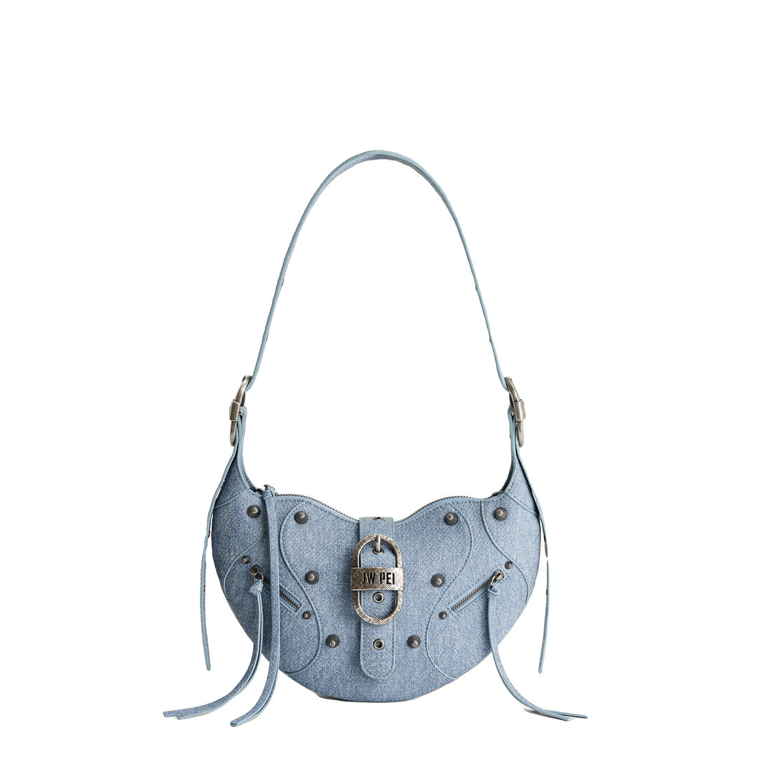 JW PEI Tessa Denim Embossed Shoulder Bag - Blue by JW PEI