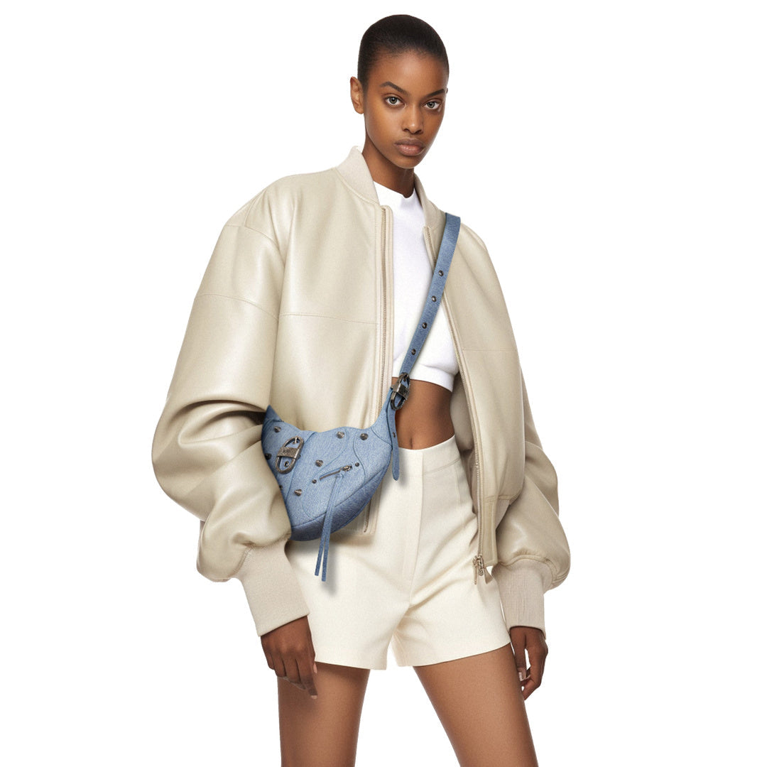 JW PEI Tessa Denim Embossed Shoulder Bag - Blue by JW PEI