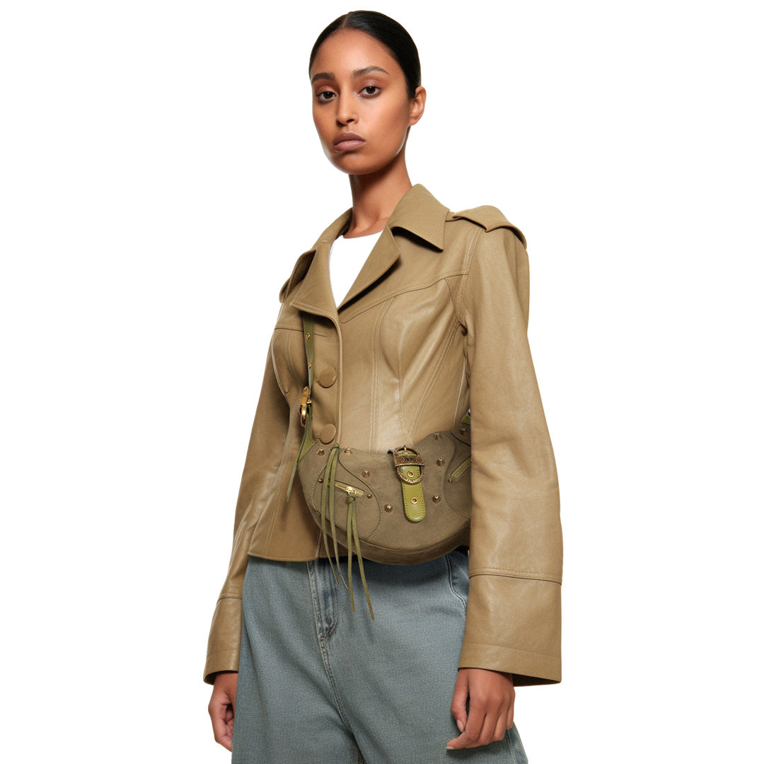 JW PEI Tessa Suede Shoulder Bag - Dark Olive by JW PEI