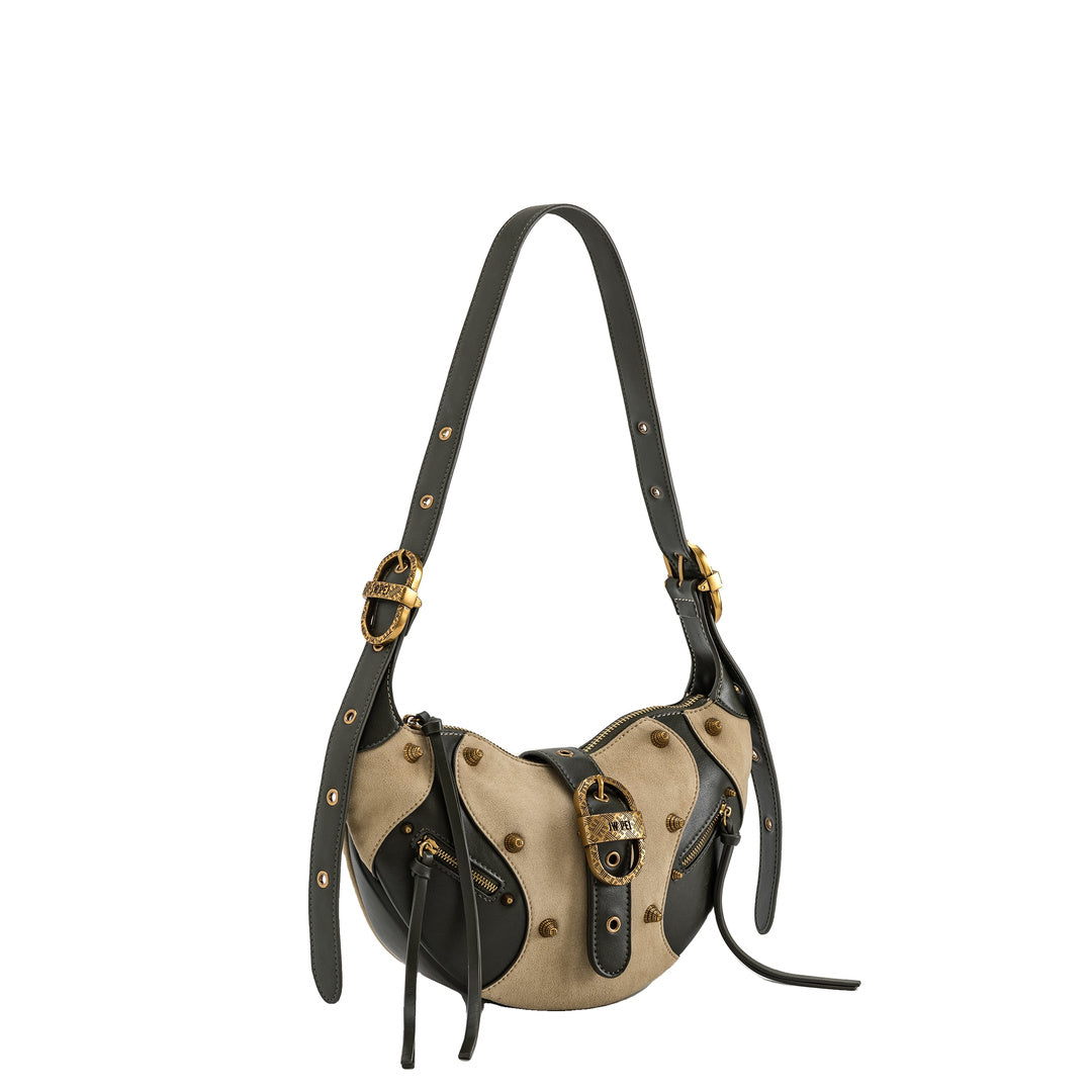 JW PEI Tessa Faux Suede Studded Shoulder Bag - Khaki Green by JW PEI